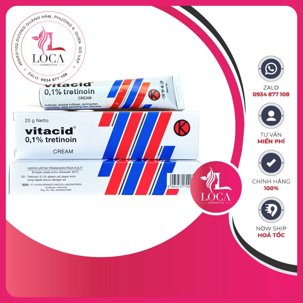 [SẴN AUTH] Tretinoin Vitacid 0.1% hỗ trợ giảm mụn và trẻ hóa da