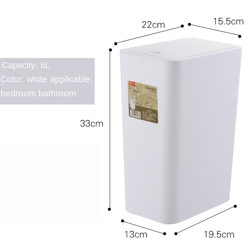 PNL Thùng Rác Nhựa Hình Chữ Nhật Có Nắp Phong Cách Bắc Âu