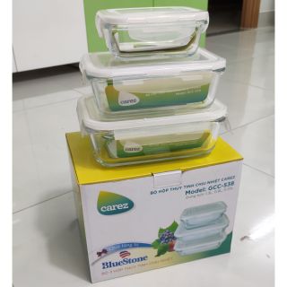 Bộ 3 hộp thủy tinh chịu nhiệt Carez