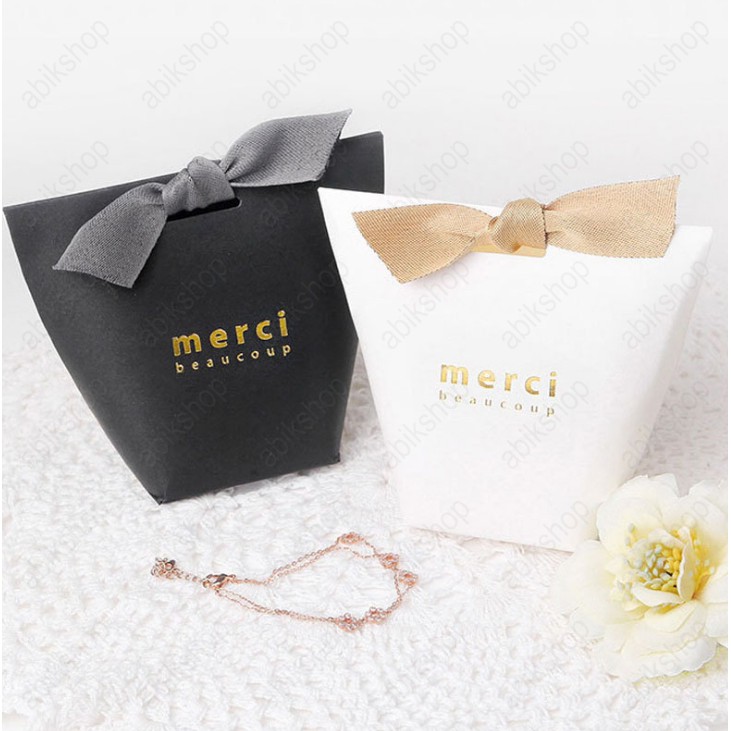 [Sỉ] Hộp quà xếp Merci beaucoup loại nhỏ siêu đẹp giá rẻ, tặng kèm ruy băng | BigBuy360 - bigbuy360.vn