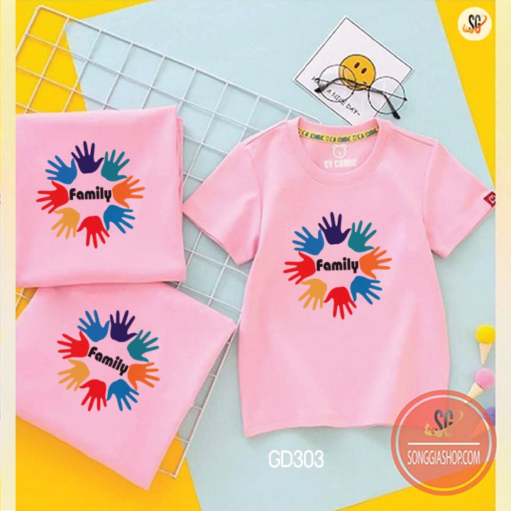 Áo thun gia đình Family Đồng phục gia đình 3/4/5 người giá rẻ Thun cotton dày dặn GD303HM
