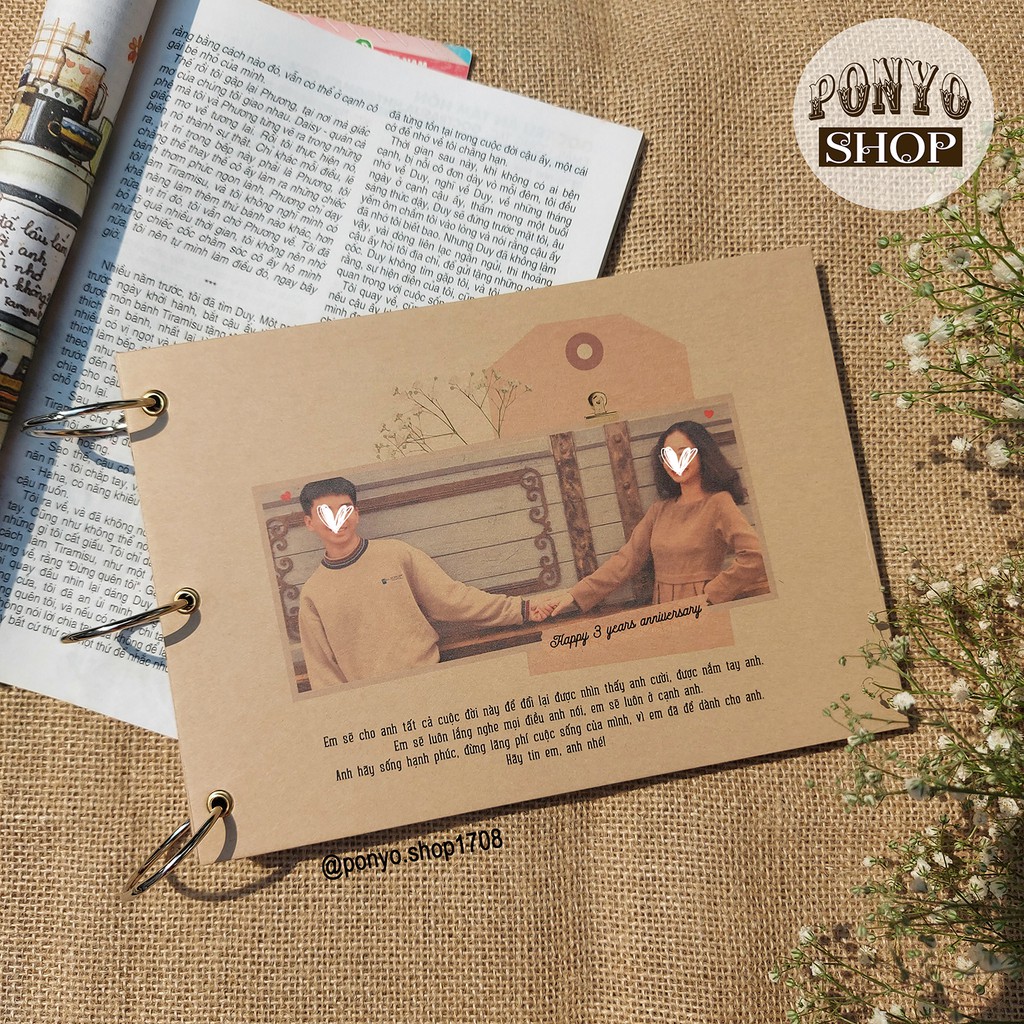 Sổ dán ảnh Scrapbook, khổ A4, gáy còng (In bìa theo yêu cầu)