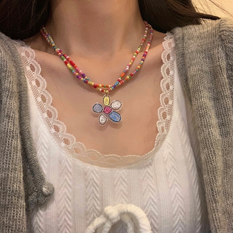 Vòng cổ Chuỗi Hạt Nhiều Màu Phong Cách Harajuku Ngọt Ngào