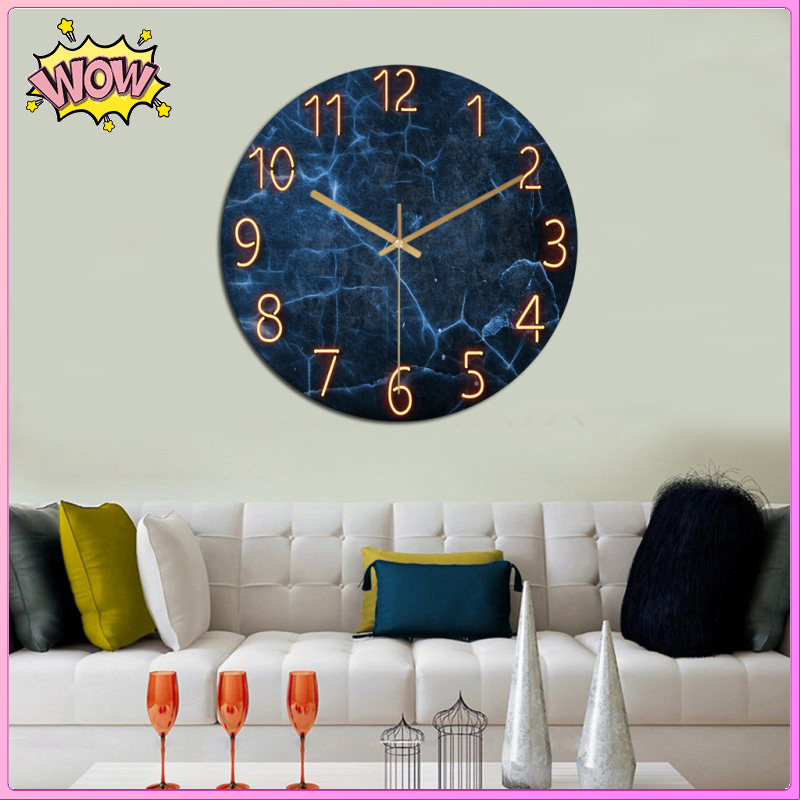 [SAKURA HOME]12 Inch Fashion Glass Quartz Clock,Home Living Quiet Silent,Simple Clock Mute Wall Clock,Living Room Clock Glass Wall Watch