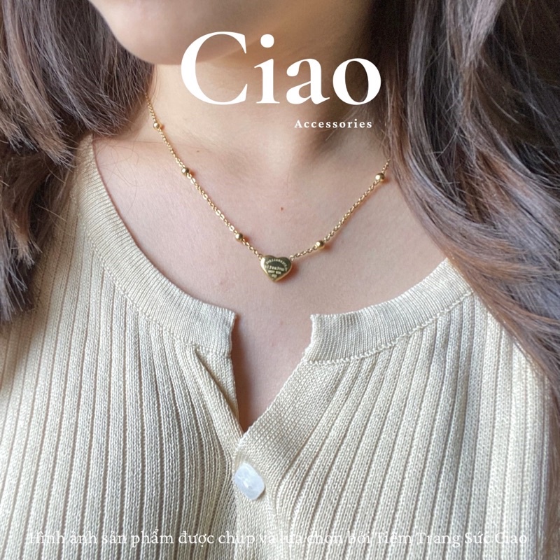 [NEW ITEM] Vòng cổ/ Dây chuyền titan không gỉ hình tim khắc chữ tinh tế Fantastic Love Ciao