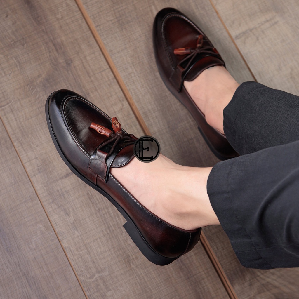 Giày lười nam cao cấp ERMAND da bò thật bảo hành 1 năm kiểu dáng Tassel Loafer - Mã T33