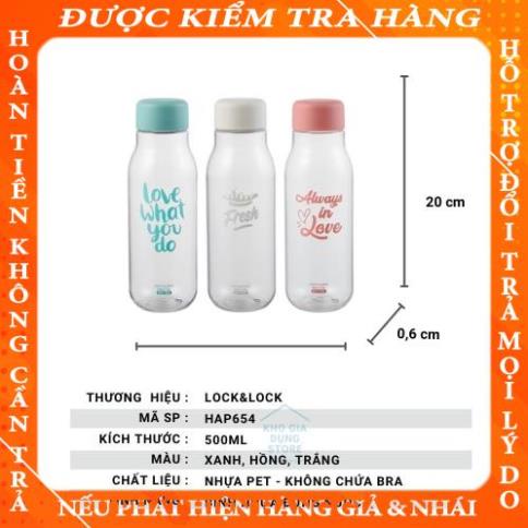 Bình nước nhựa Milky LOCK&LOCK HAP654 trong suốt cute 500ml qnguyen