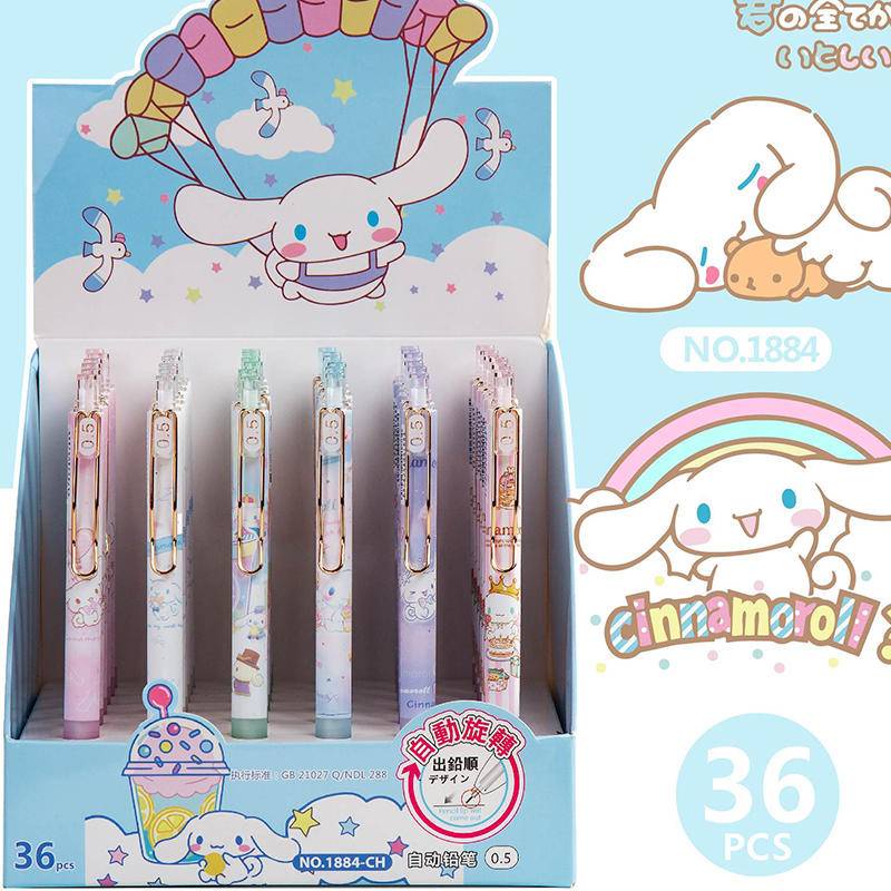 SANRIO Set 6 Bút Chì Bấm Ngòi 0.5MM Tạo Hình Kuromi Cinnamoroll Dễ Thương