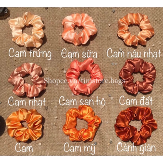 [Mã SKAMCLU8 giảm 10% cho đơn từ 100K] {Ảnh thật} SCRUNCHIES SATIN CAM - CỘT TÓC NỮ THỜI TRANG