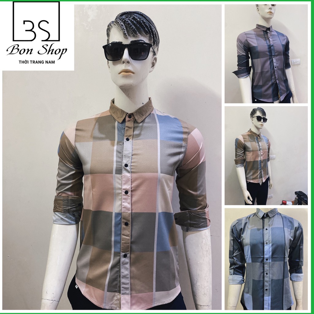 [Sale sốc] Áo sơ mi nam 🥉SALE🥉 dài tay hàn quốc đẹp cổ tàu trắng, kẻ sọc caro cao cấp unisex_ Bonshop1999 ASM001 | BigBuy360 - bigbuy360.vn