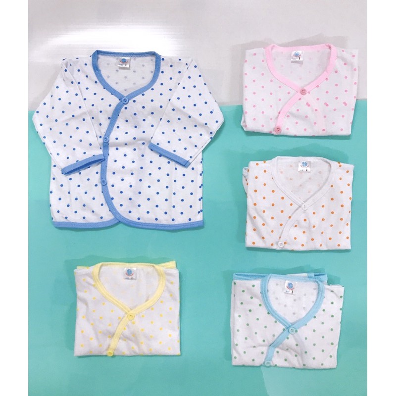 Áo sơ sinh tay dài / tay ngắn 100% cotton mịn mát chấm bi xinh xắn thương hiệu Chung Thuỷ