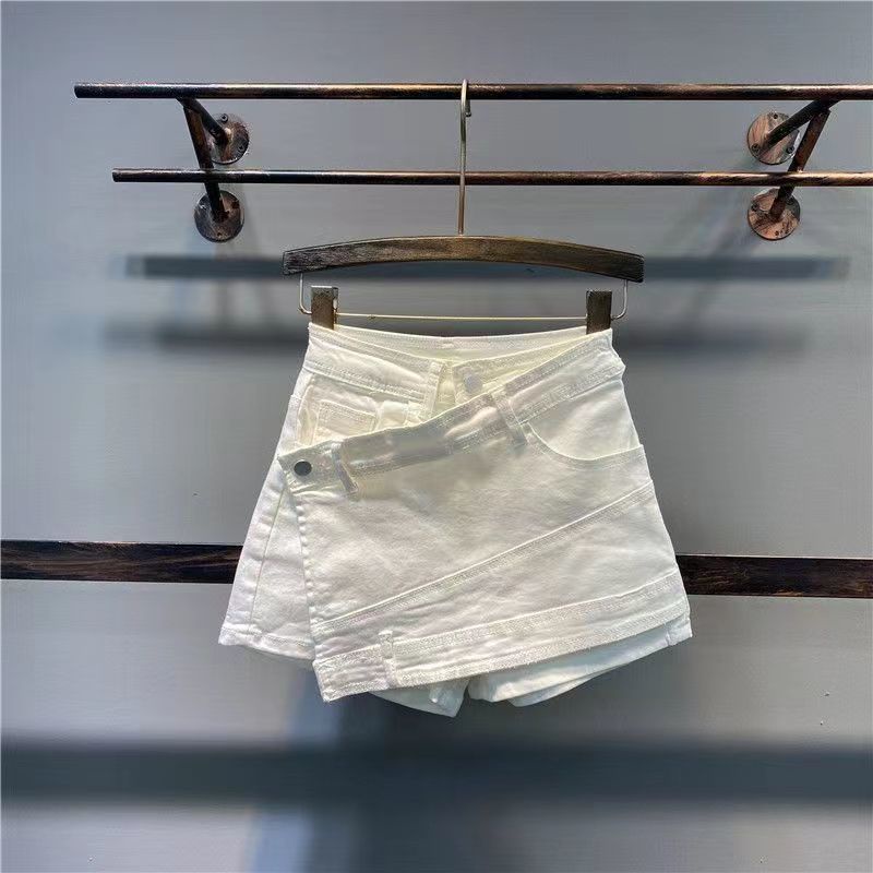 Jiashucheng Chân Váy Denim Ngắn Lưng Cao Dáng Ôm Không Đều Phong Cách Mỹ Thời Trang Mùa Hè 2022 Mới Dành Cho Bạn Nữ