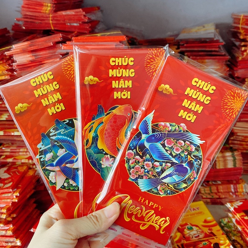 1 xấp 10 bao lì xì giáp thìn 2024, bao lì xì tết, từ mẫu 62-110