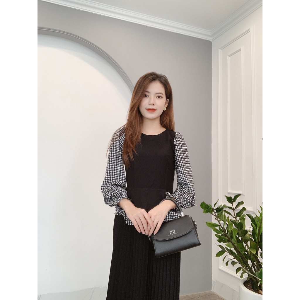 Áo Sơ Mi Peplum Cổ Tròn Tay Bo Chun -Thời Trang Min House