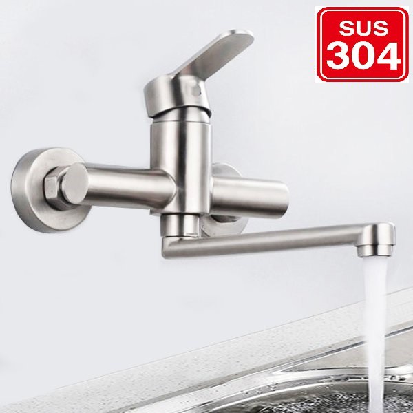 Vòi Rửa Chén Nóng Lạnh Âm Tường Inox SUS 304 , không gỉ sét, bảo hành 03 năm