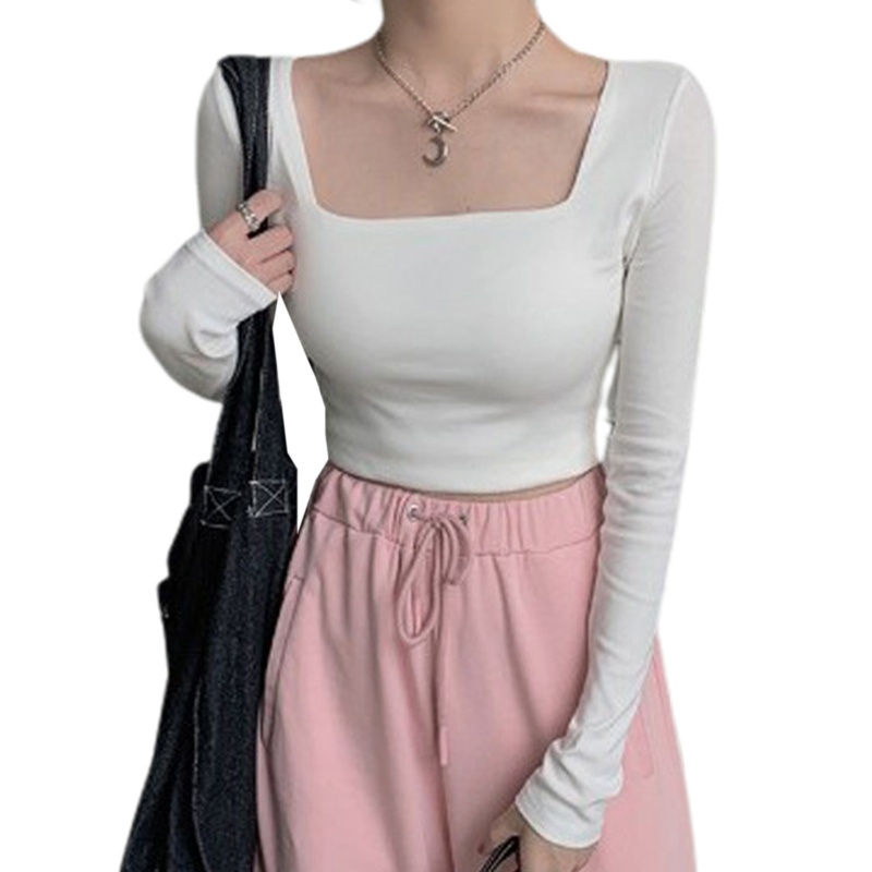 Áo Thun Croptop Tay Dài Ôm Eo Thiết Kế Thoáng Khí Cho Nữ