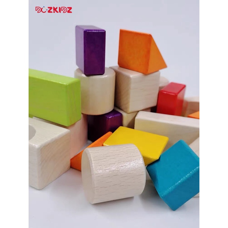 Đồ chơi xếp hình 30 khối gỗ phát triển tư duy sáng tạo cho bé trai bé gái từ 1 tuổi trở lên - DOZKIDZ