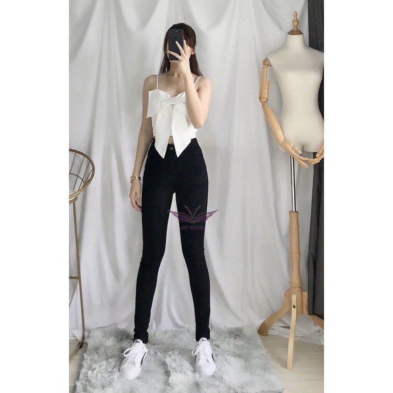Quần jean nữ lưng cao màu Đen bigisze NPSHOP, quần bò ôm cạp cao co giãn skinny jeans basic | BigBuy360 - bigbuy360.vn