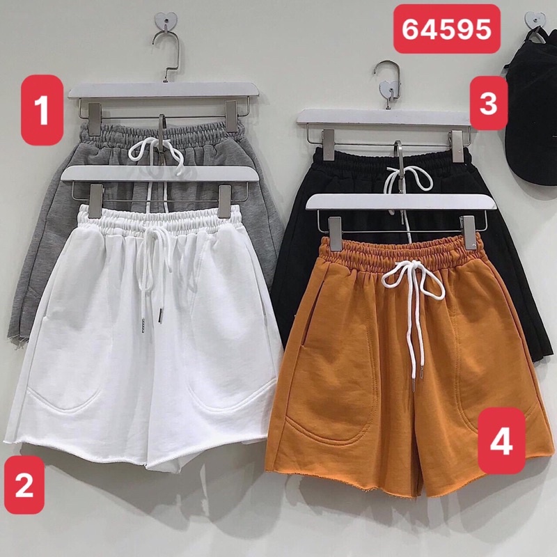 Quần Short thun lai cắt túi to #64595, short thun thêu #64458 unisex phong cách