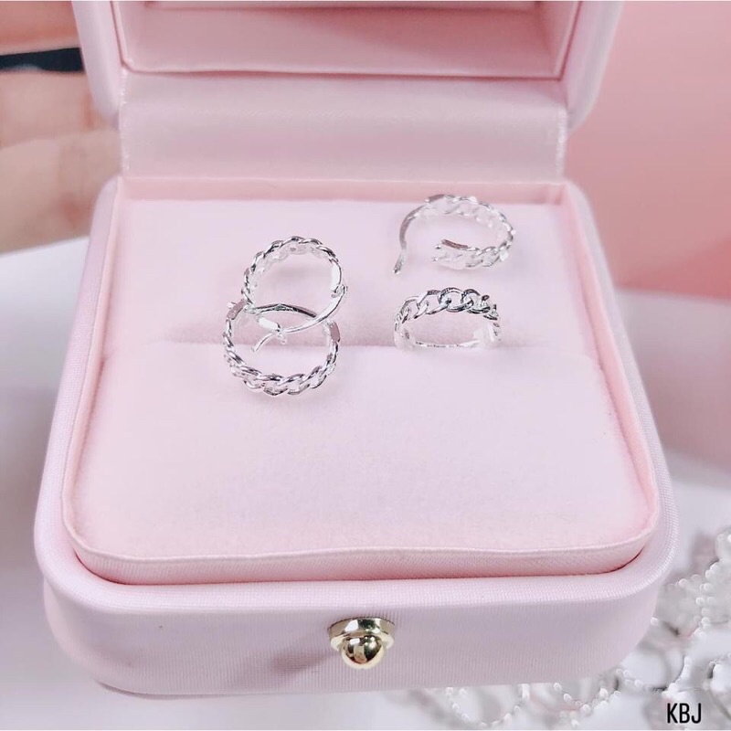 BÔNG TAI BẤM BẬT XÍCH ĐEO CÁ TÍNH- CHUẨN BẠC TA