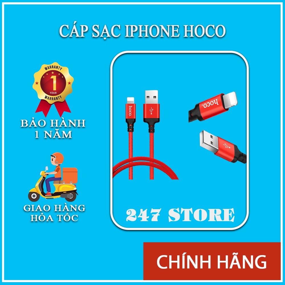 Cáp Sạc Nhanh iPhone Hoco x14 iPhone, iPad  1M/2M Iphone - BH12T