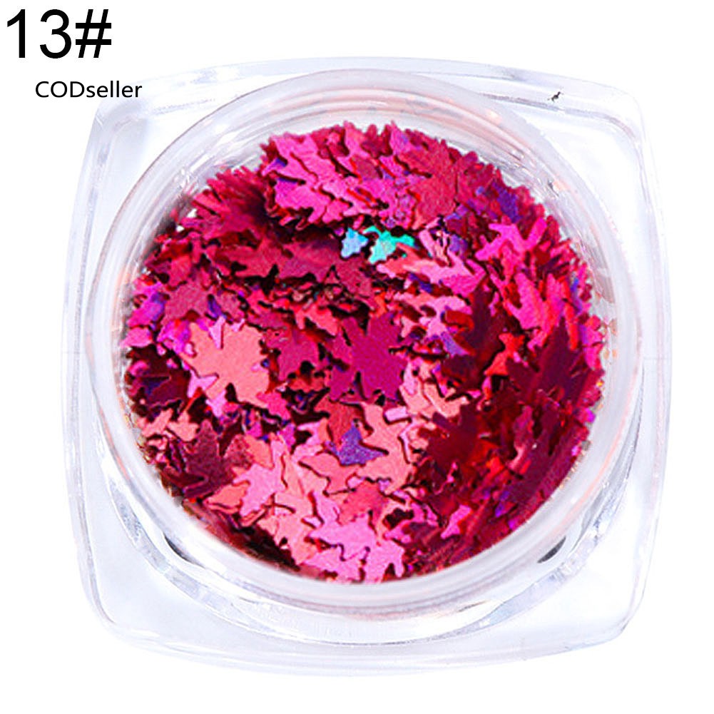 Kim tuyến họa tiết lá phong màu gradient lấp lánh độc đáo trang trí móng tay