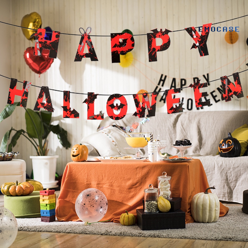 1 Set Cờ Treo Bằng Giấy Gọn Nhẹ Dễ Lắp Đặt Trang Trí Halloween