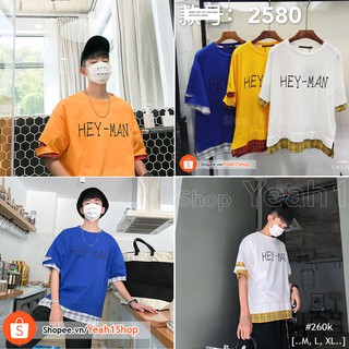 [Yeah1Shop]- Áo thun Hey-Man lai caro (M, L, XL)