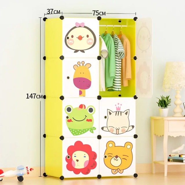 SIZETỦ 150x75x37cm. Tủ nhựa- tủ quần áo- tủ lắp ghép - tủ 8 ô. Tặng kèm 1 treo đồ.