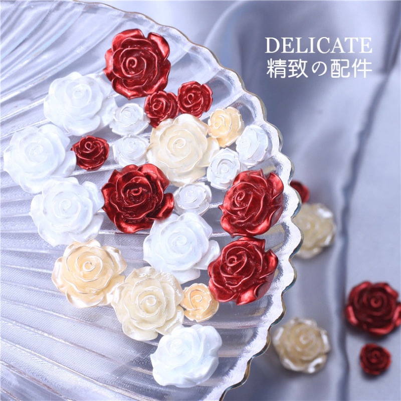 [Còn Hàng] Set 10 Phụ Kiện Trang Trí Ốp Điện Thoại Dạng Xịt Sơn Hình Hoa Ngọc Trai Resin Thủ Công Diy [Giao Hàng Nhanh]