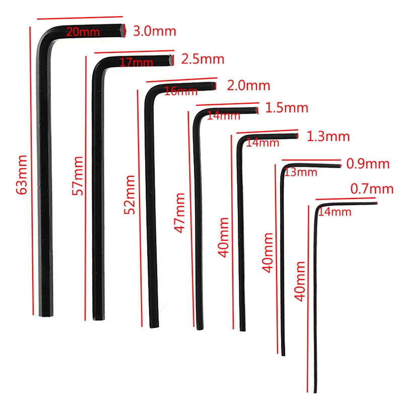 ✿ Mới Bộ 7 Chìa Vặn Đai Ốc Lục Giác Kích Thước 0.7mm-3mm