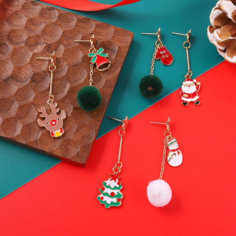 Bông tai dáng dài hình cây thông đính đá phối tua rua thời trang cho nữ