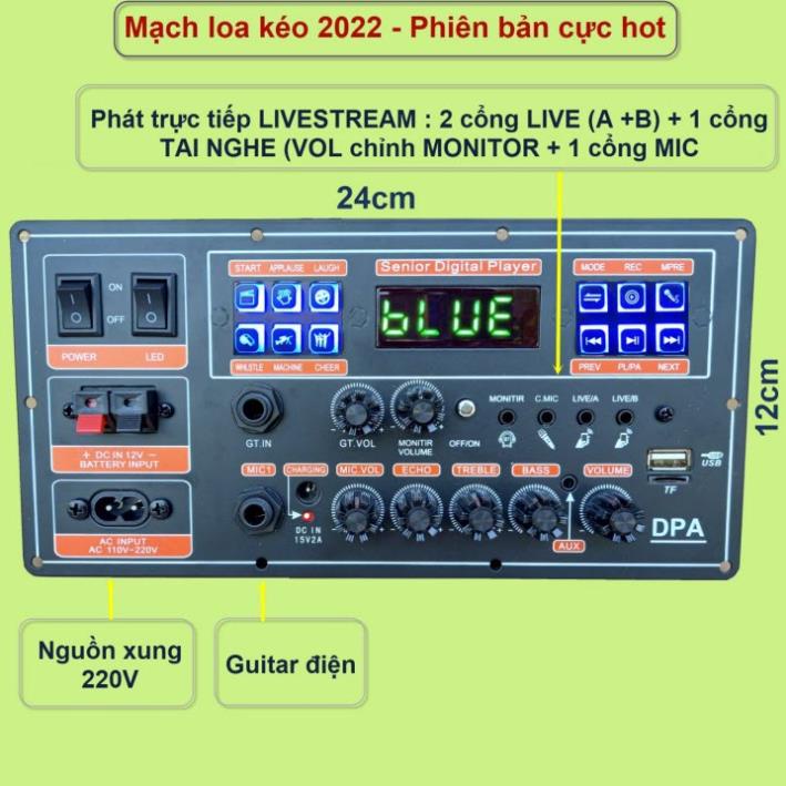 Mạch loa kéo Livestream 2 kênh riêng biệt 2 IC HY8110B 60W + 60W DSP lập trình chống hú có nguồn xung 220V