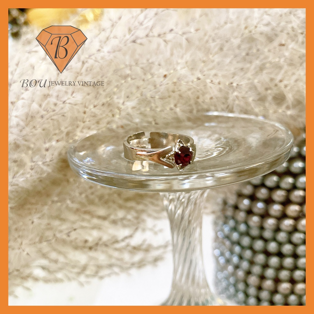 NHẪN ĐÍNH ĐÁ SECONDHAND TRANG SỨC SI NHẬT BẢN BOU JEWELRY VINTAGE MÃ N040