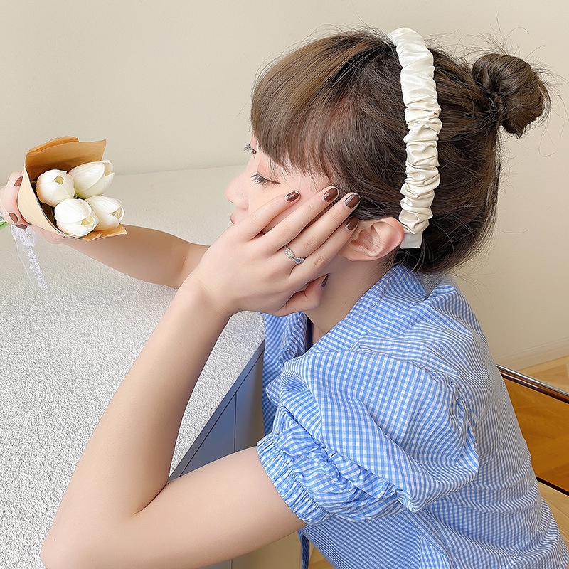 Cài Tóc Seagloca Vải Satin Kiểu Xếp Li Phong Cách Hàn Quốc Đơn Giản