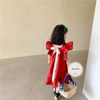Váy đỏ cổ vuông đuôi cá bé gái