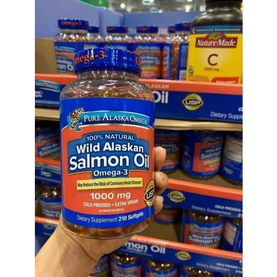 Viên dầu cá hồi Pure Alaska Salmon Oil Omega 1000mg hộp 210 viên