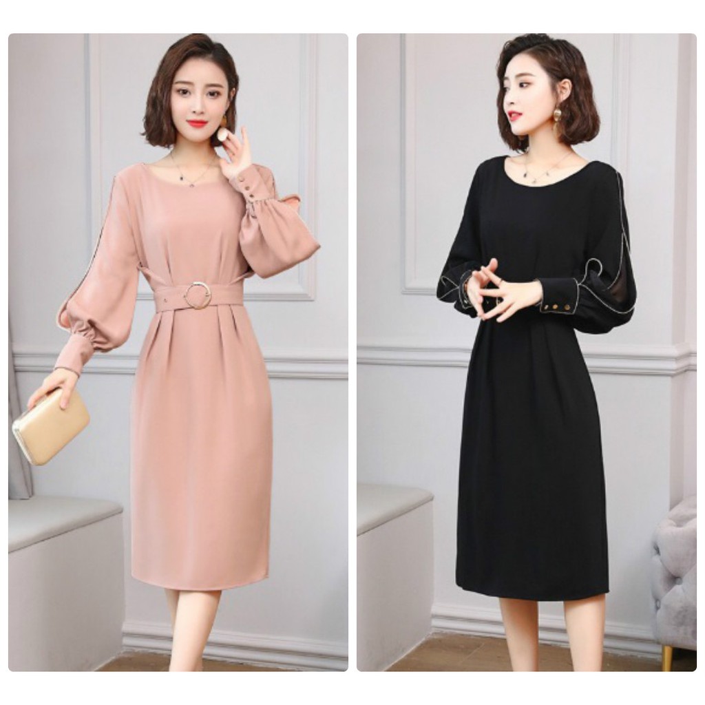 Đầm xòe tay xẻ phối lưới