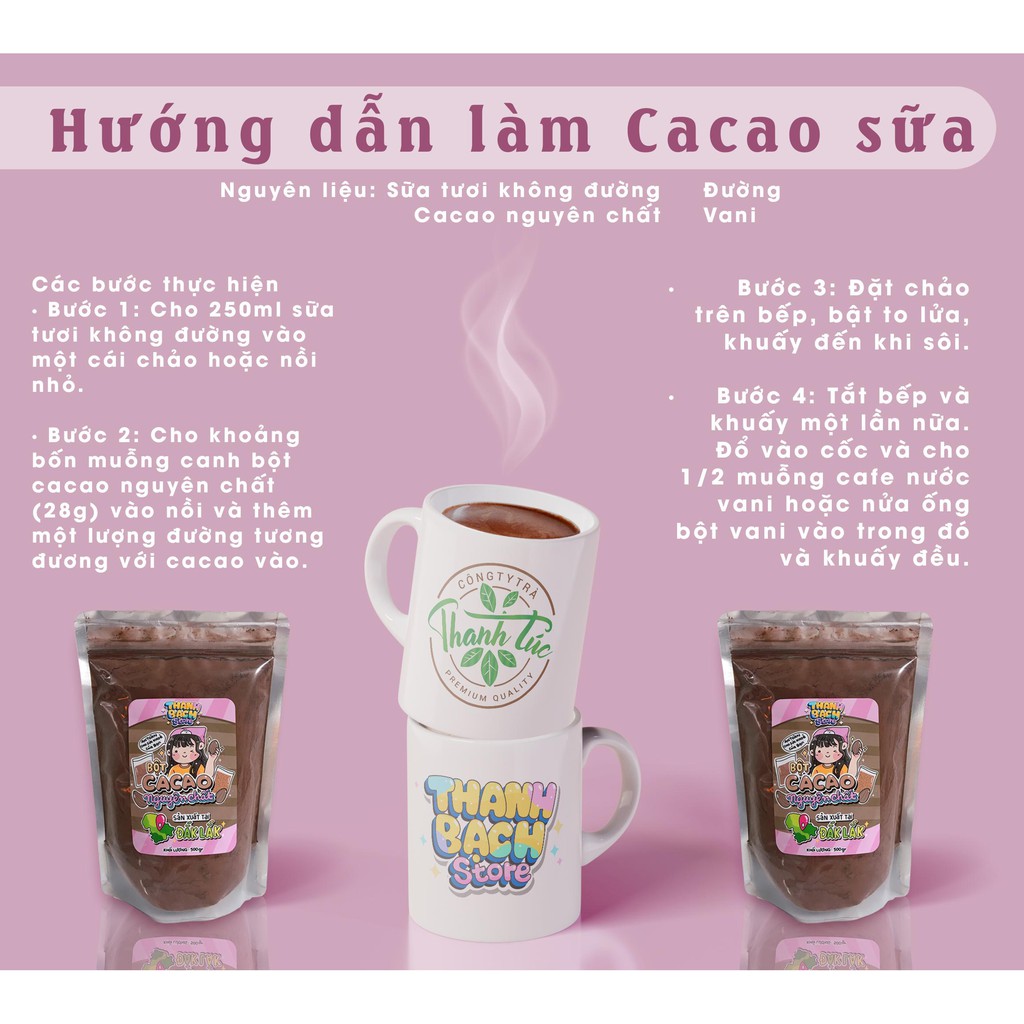 Bột Cacao Đắng Nguyên Chất Daklak Gói 500gr