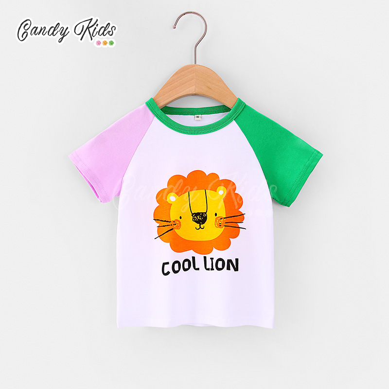 Áo Thun Tay Ngắn Chất Cotton Hoạ Tiết Hoạt Hình Cho Bé 1-8 Tuổi