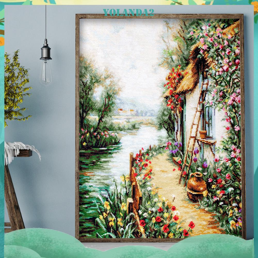 Tranh thêu chữ thập hình ngôi nhà 3 sợi cotton 11CT