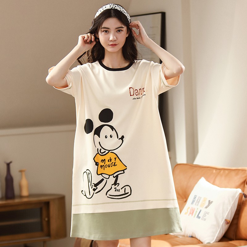 đồ ngủ Cotton Ngắn Tay Thời Trang Xinh Xắn Cho Nữ Kiểu Hàn Quốc