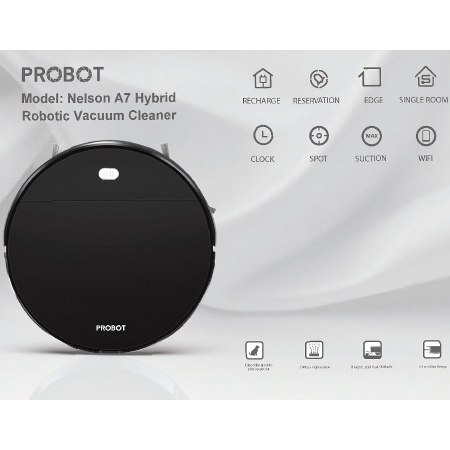 Probot Nelson A7 Hybrid, Robot hút bụi lau nhà WiFi, Alexa, Động cơ Hybrid Turbo 2019