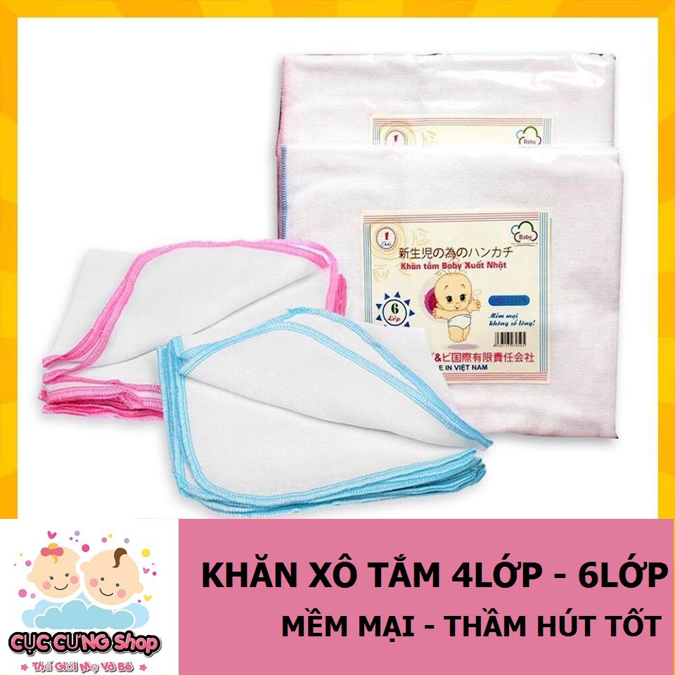 Khăn xô tắm 4 lớp - 6 lớp in hình xuất Nhật