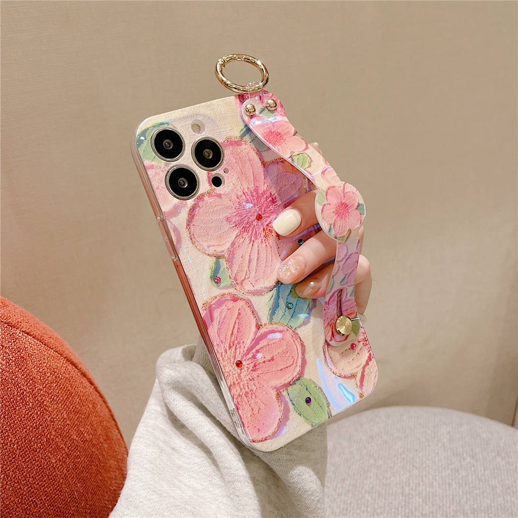 Ốp Điện Thoại Họa Tiết Tranh Sơn Dầu Có Dây Đeo Cho iPhone 13 12 Pro Max 11 Pro Max X XS Max XR