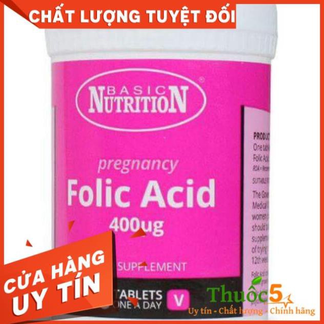 [Giá Gốc]  Basic Nutrition Folic Acid - Hộp 60 viên