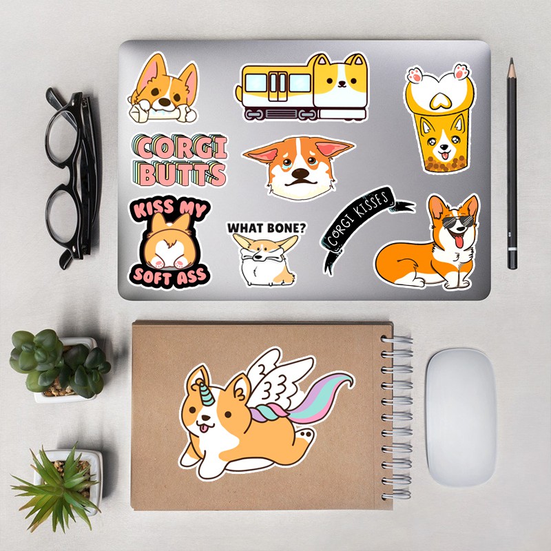 Chủ Đề Corgi | Sticker Dán Điện Thoại, Sticker Dán Nón Bảo Hiểm, Sticker Dán Xe Máy, Sticker Dán Vali