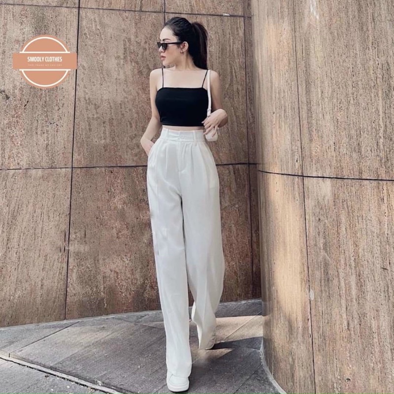 Quần tây ống rộng gài nút