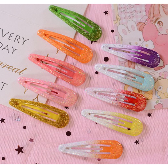 KẸP TÓC T146 GIỌT NƯỚC KIM TUYẾN NHIỀU MÀU DỄ THƯƠNG CỰC HOT