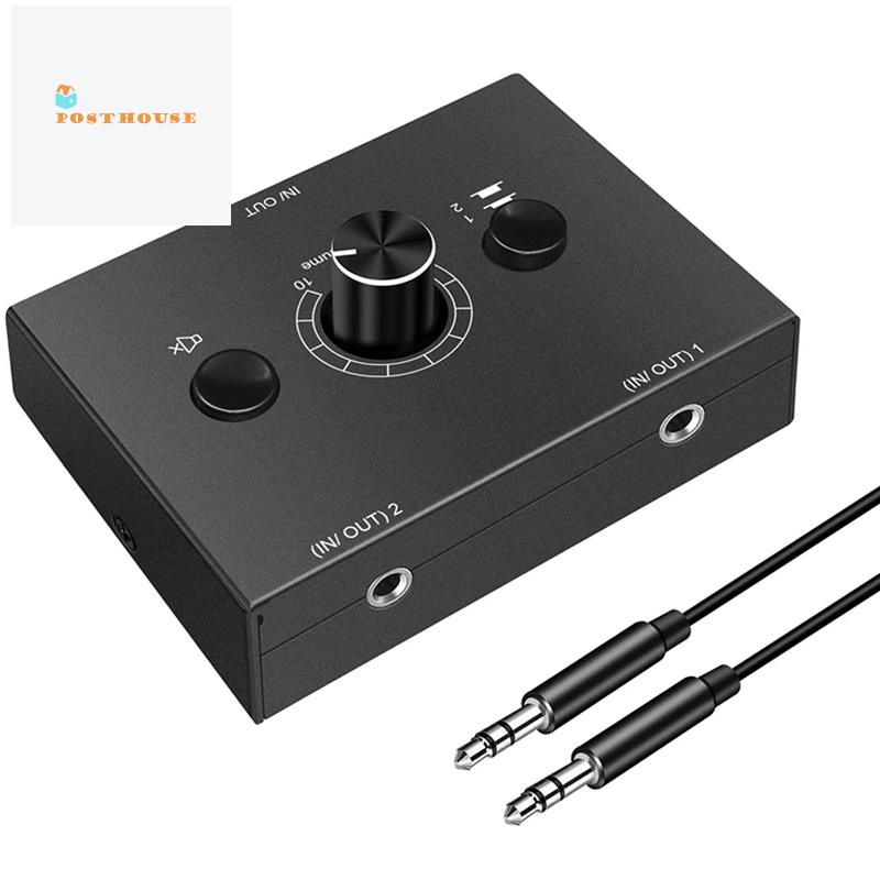 Công tắc chuyển đổi phân tách âm thanh 3.5mm 2 đầu vào một nút tắt âm thanh